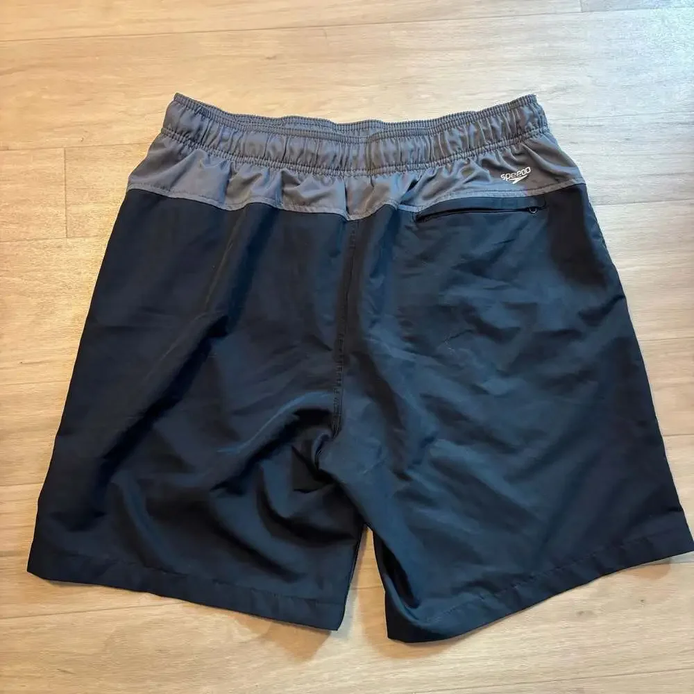 Speedo Men's Marina Long Volley Swim Shorts Black with Mesh Liner Size XL